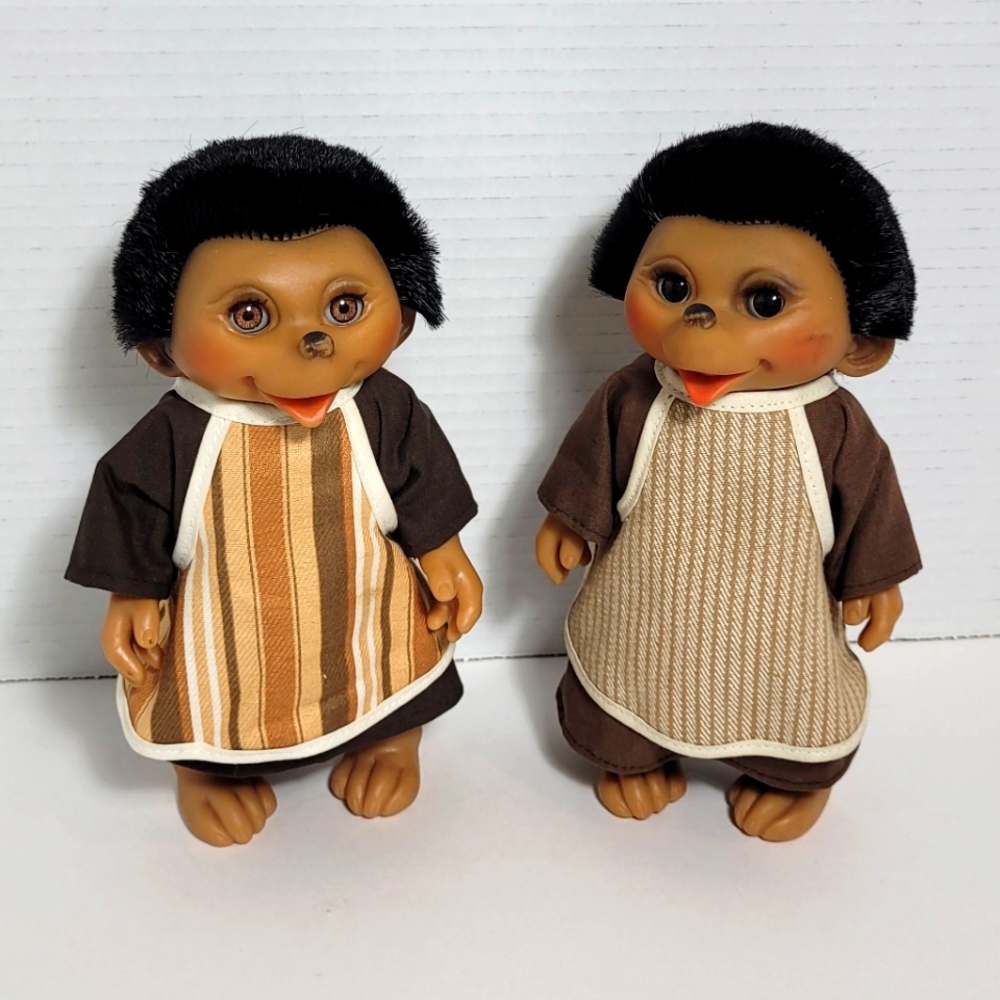 Rare Hedgie Family DanDoll Child Hedgehog Dolls Lot of Two Vintage 1982 Denmark